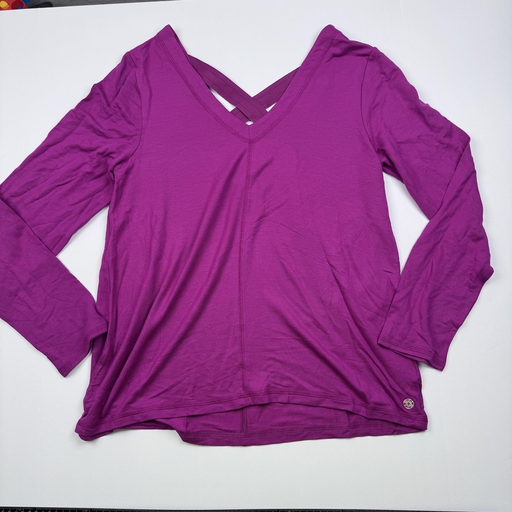 Lilly Pulitzer Shirt Womens Medium Pink Long Sleeve Crisscross V Neck Modal